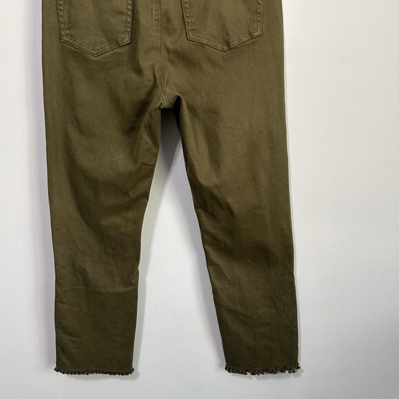 John Mark Cropped Jeans 10 Raw Split Hem Army Green Stretch Casual Pants 31x26 - Picture 6 of 8